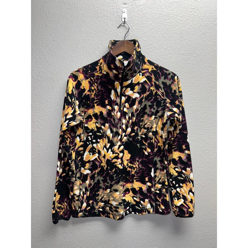 Womens Columbia Floral Print Fleece Sweatshirt Pullover Quarter Zip Multicolor M